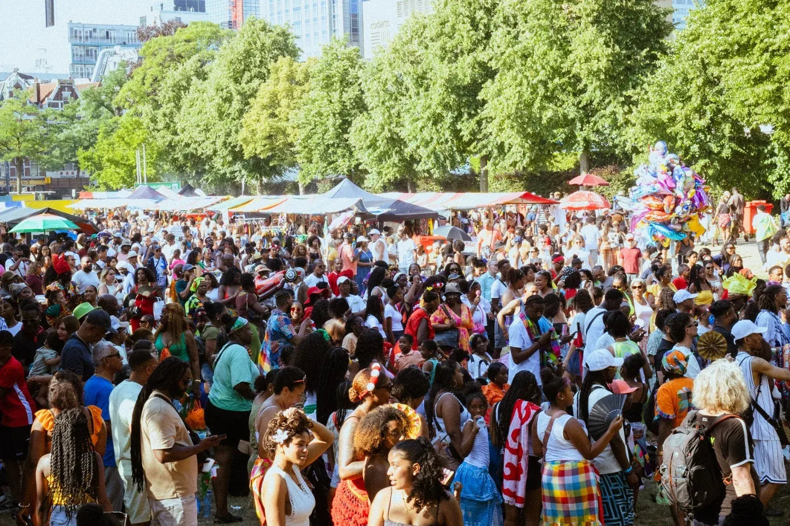 Overzicht van het drukbezochte Keti Koti Festival Wijkpark